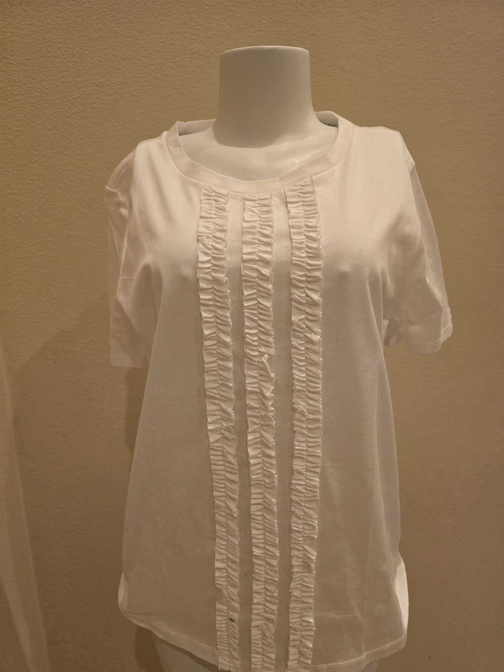 Banana Republic White Short Sleeve Ruffle Front Tee
